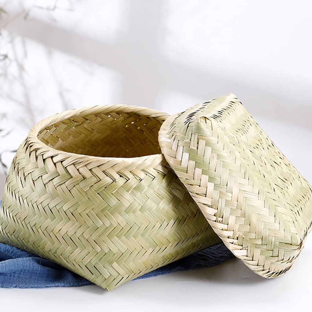 DOITOOL Bamboo Woven Bread Basket with Lid - Natural Handwoven Storage Basket for Bread, Snacks, Fruits & Vegetables | Perfect for Kitchen Counter, Dining Table, Picnic & Farmhouse Decor
