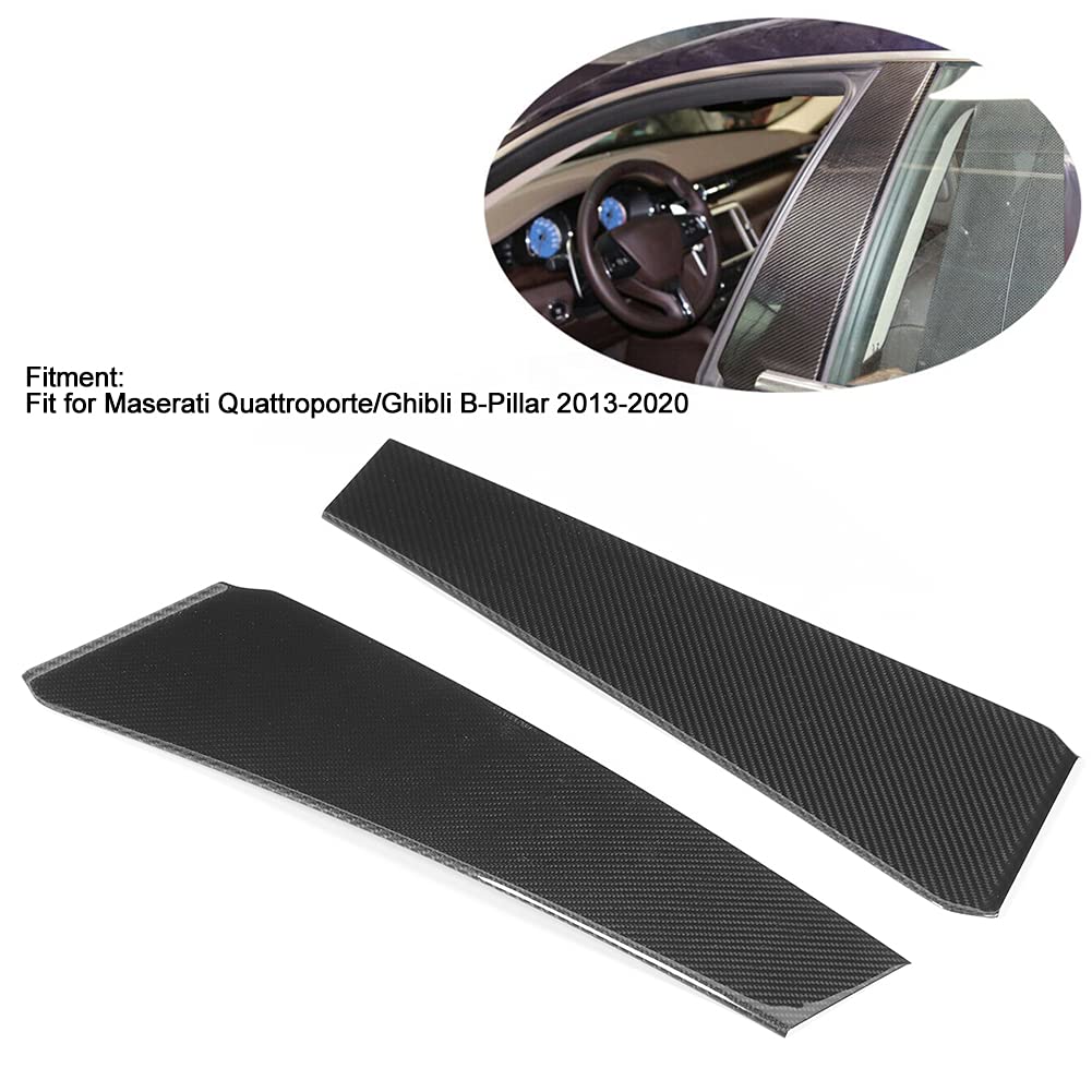 Dry Carbon Fiber B-Pillar Cover Trim Sticker for Maserati Quattroporte & Ghibli 2013-2020 - Interior Car Accessories Upgrade for Luxury Sedans - Perfect for Car Detailing, Customization & Protection
