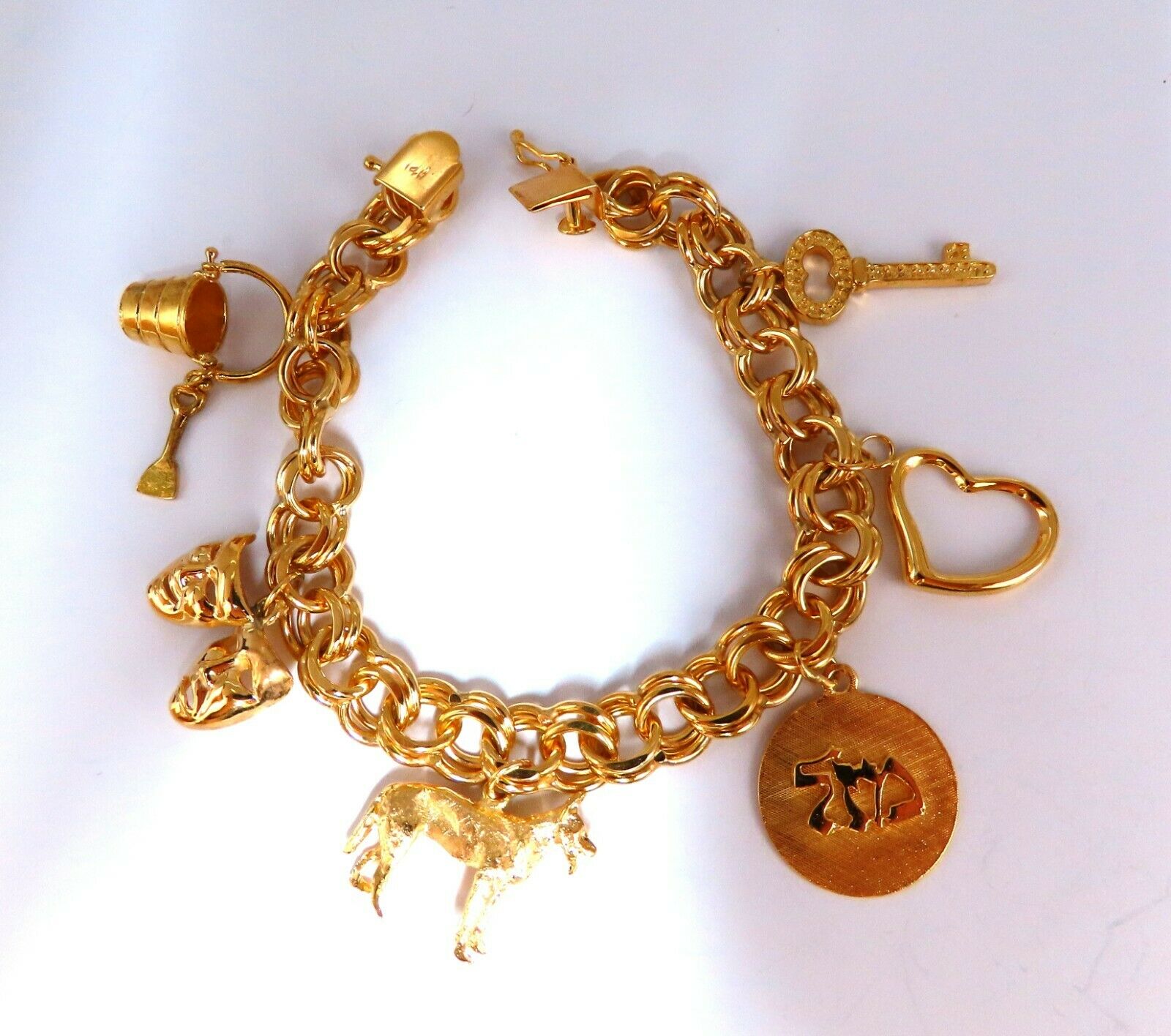 14K Gold Lucky Charms Bracelet for Women - Elegant Adjustable Charm Bangle for Good Luck, Birthday Gifts & Everyday Wear