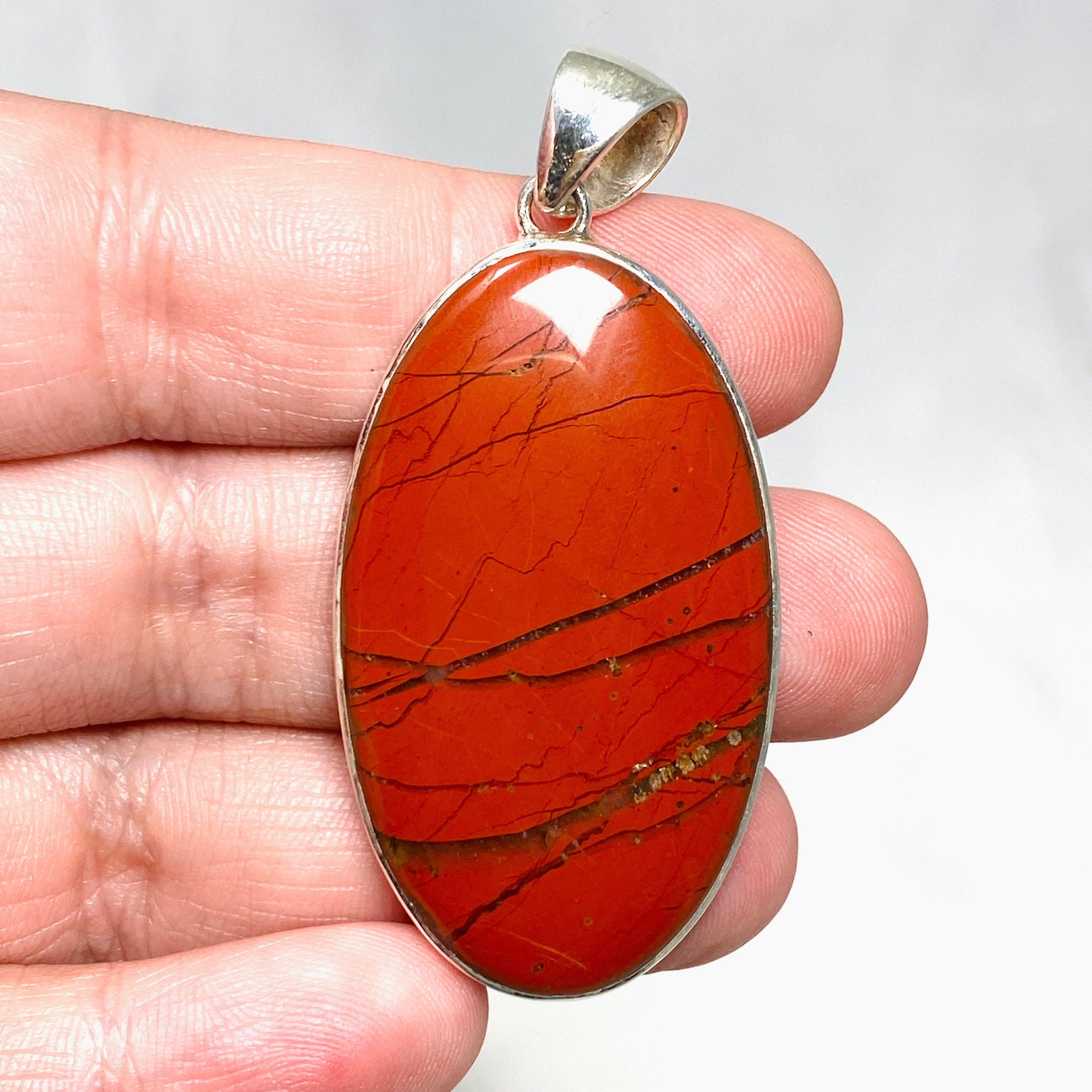 Red Jasper Oval Pendant Necklace - Natural Stone Jewelry KPGJ4442 for Healing, Protection & Spiritual Balance | Perfect for Meditation, Yoga & Energy Work