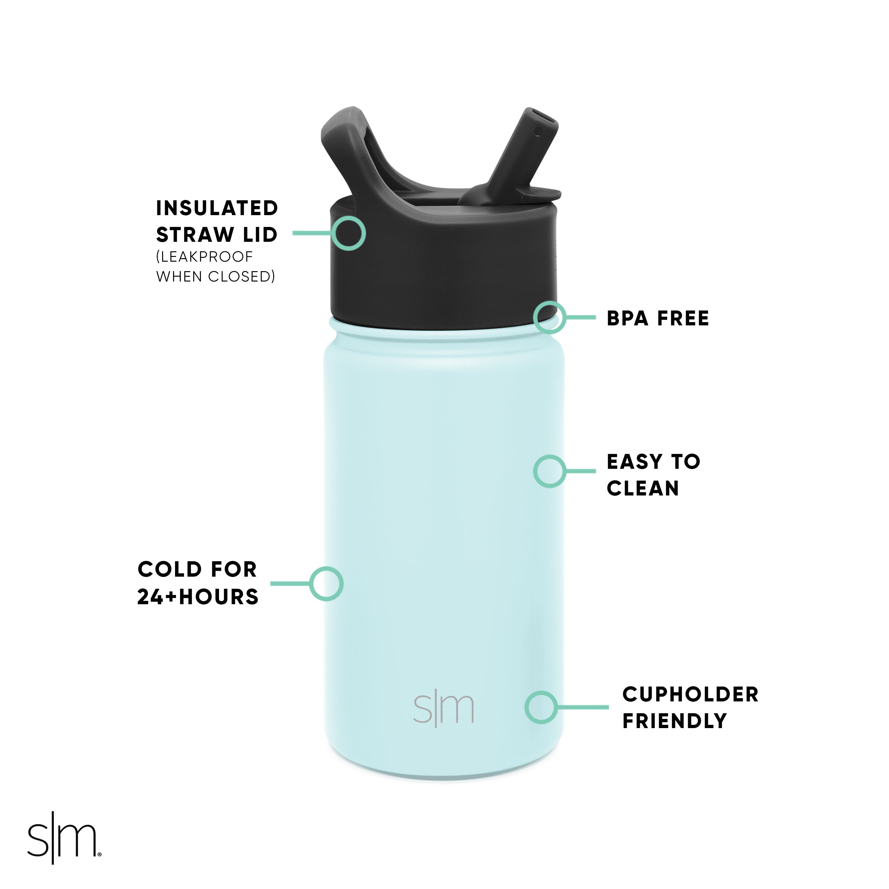 Summit Insulated Water Bottle with Straw Lid - Leakproof, BPA-Free Stainless Steel Thermos for Gym, Hiking & Outdoor Activities