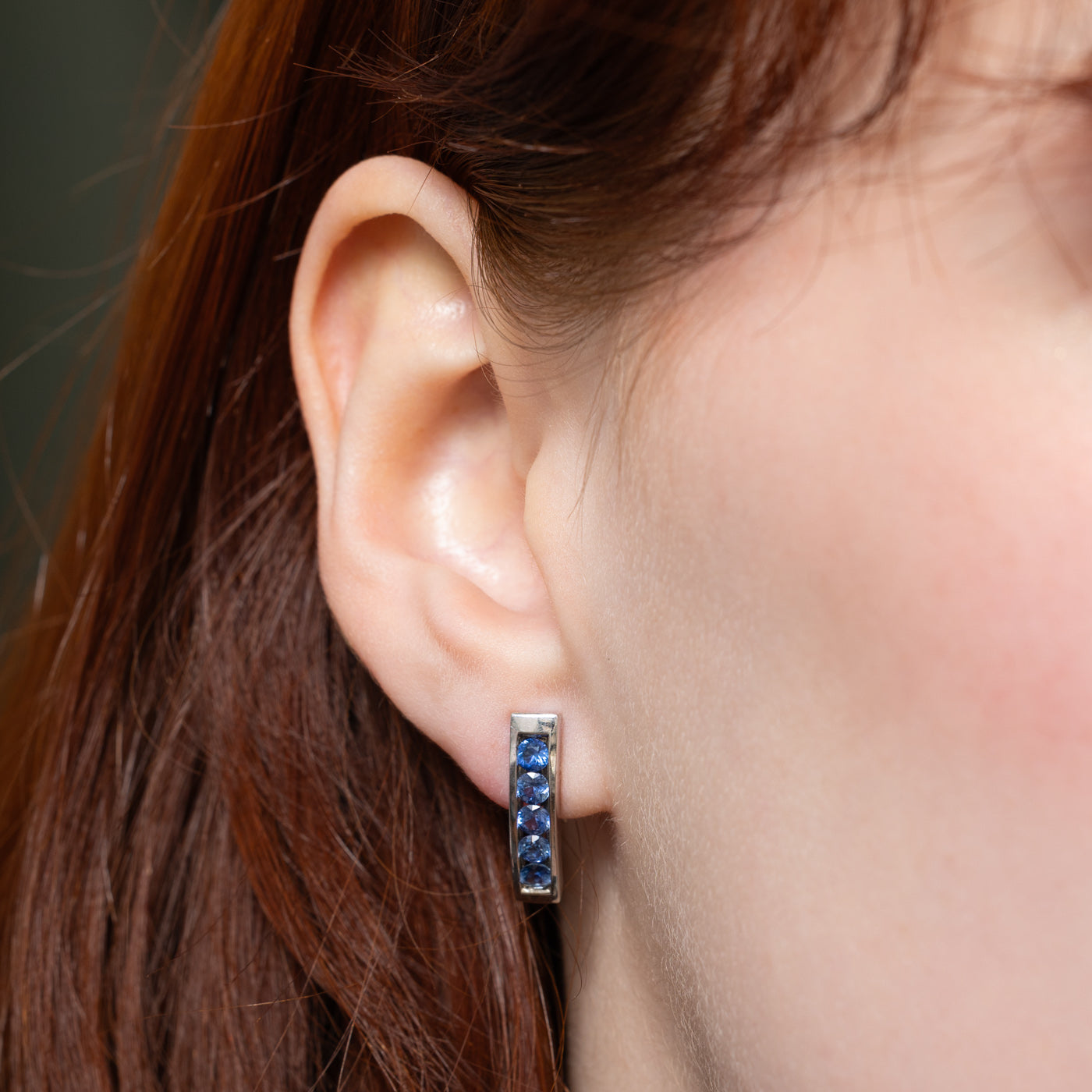 18K Gold Channel Set Sapphire Earrings - 1.20ctw Natural Blue Sapphire Stud Earrings for Women | Perfect Gift for Anniversary, Birthday & Special Occasions