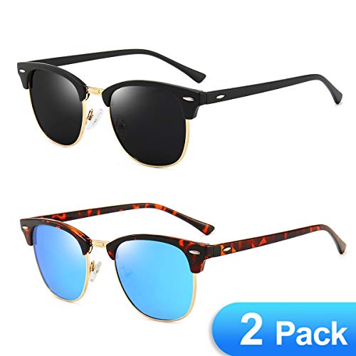 A5:(2 Packs)30-16style Black Lens+gold and Matte Black Frame With 30-16style Blue Lens + Gold and Leopard Frame