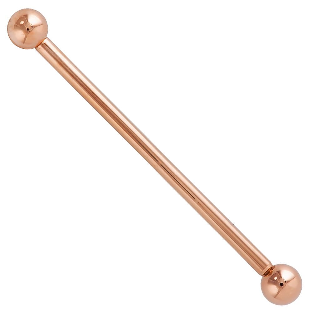 14K Rose Gold Industrial Barbell Earring - Durable Body Jewelry for Cartilage, Helix & Tragus Piercings - Perfect for Everyday Wear & Special Occasions