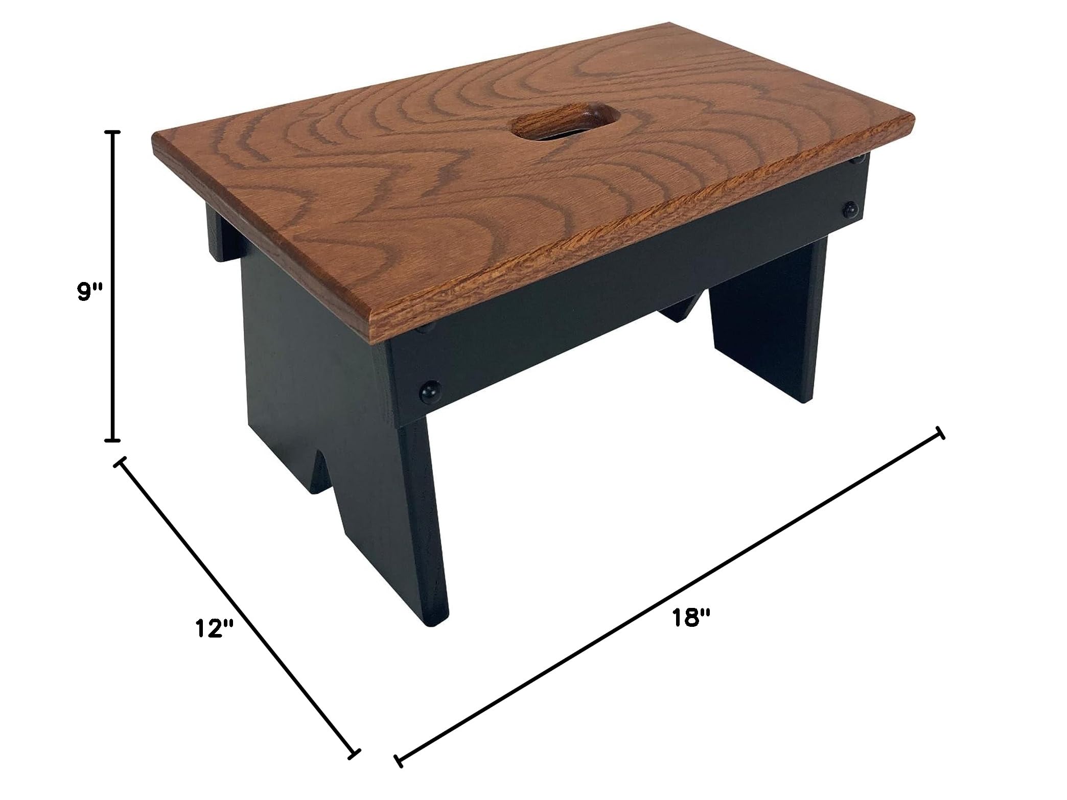 Handmade Amish Solid Oak Step Stool for Adults - Sturdy Kitchen, Bedroom, Living Room & Bathroom Step Stool - Harvest & Black Wooden Stool for Home Use - Perfect for Reaching High Shelves & Storage