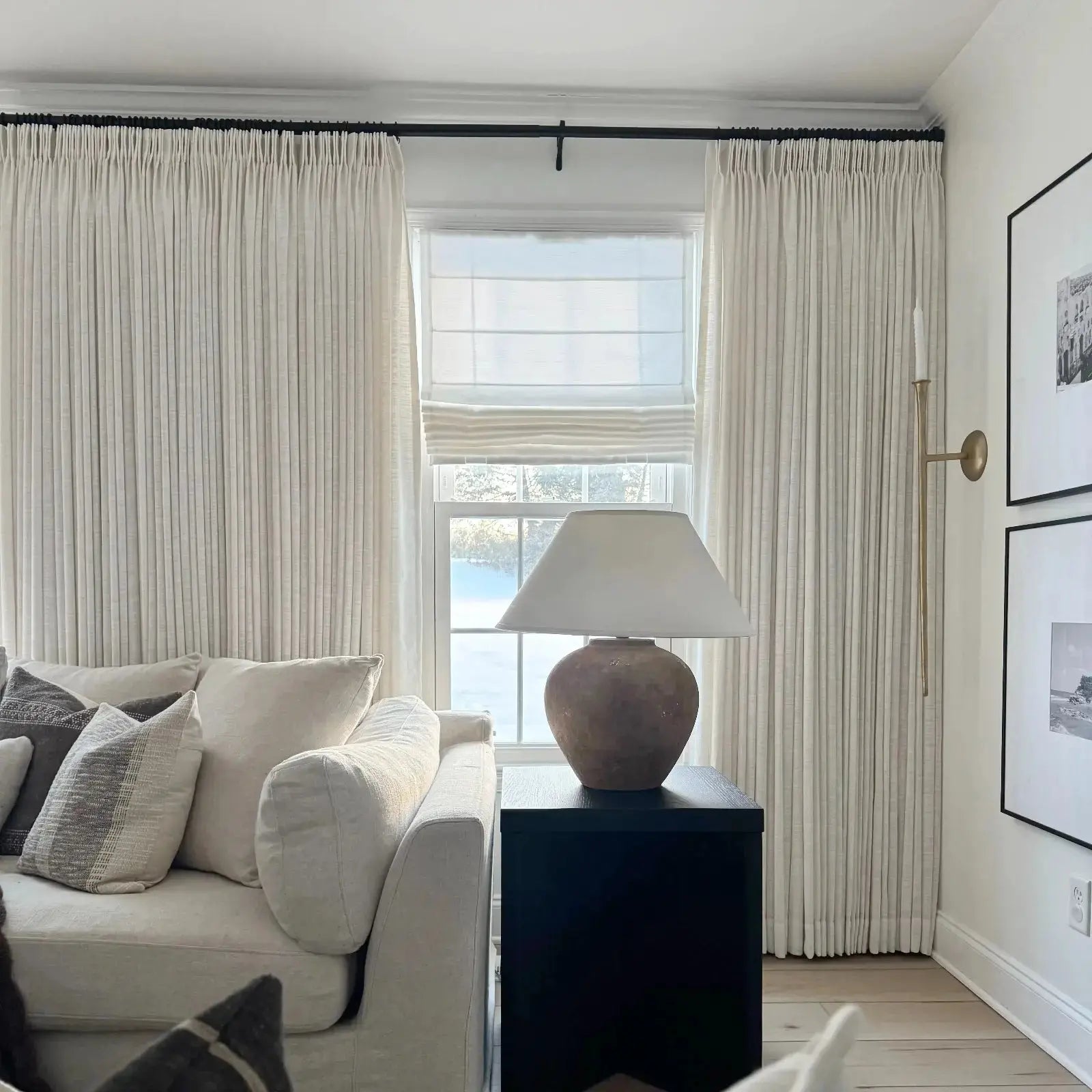 Linen Curtains Unlined Ivory White - Light Filtering Window Drapes for Living Room & Bedroom