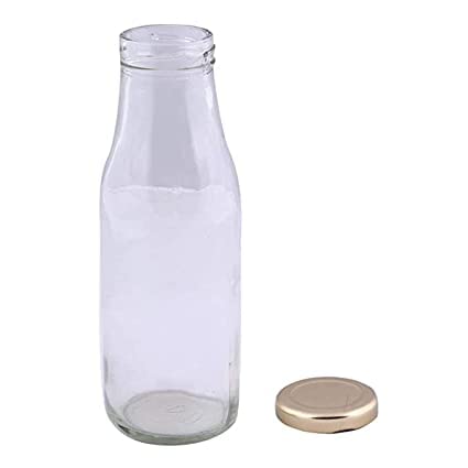 Glass Guru 500ml Airtight Glass Bottles for Milk, Juice & Shakes - Set of 4 Transparent Storage Containers | Perfect for Smoothies, Meal Prep & Refrigerator Organization