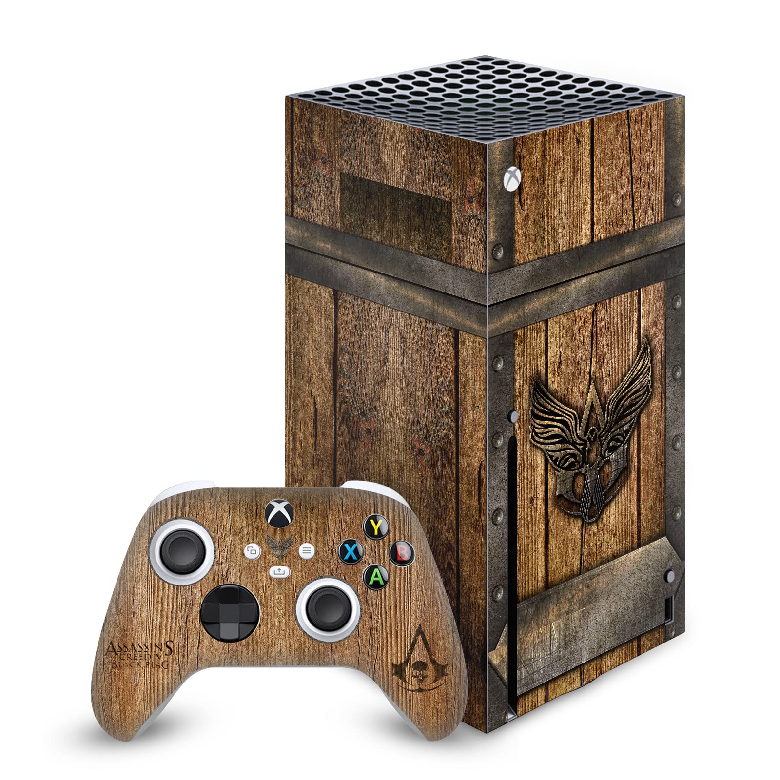 Officially Licensed Assassin's Creed Black Flag Wood & Metal Chest Vinyl Sticker Skin for Xbox Series X Console & Controller - Matte Finish Gaming Decal Cover - Perfect for Gaming Setups & Collector Displays