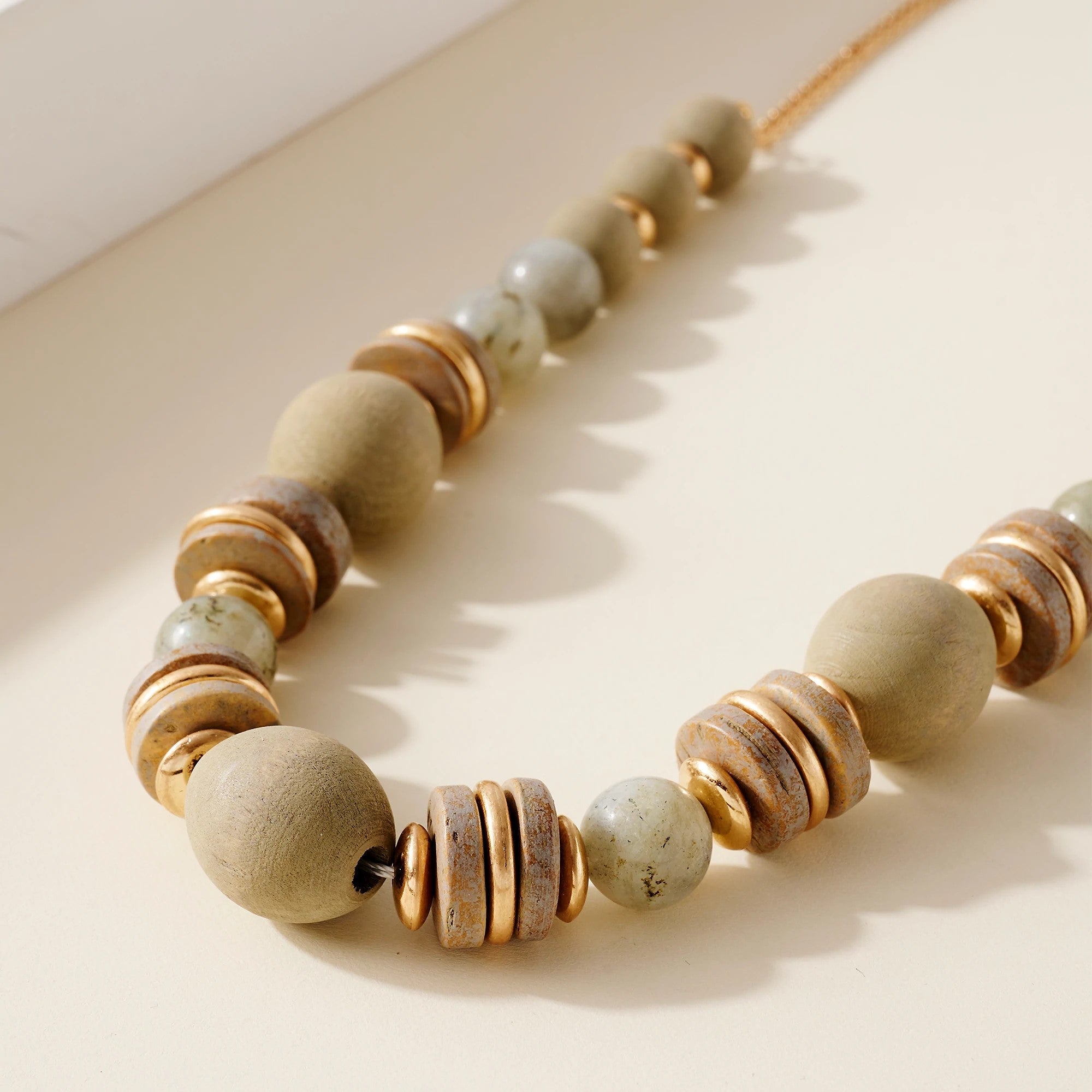 Chunky Wood Stone Bead Necklace for Women - Handmade Boho Statement Jewelry - Perfect for Festivals, Beach Parties & Everyday Boho Style