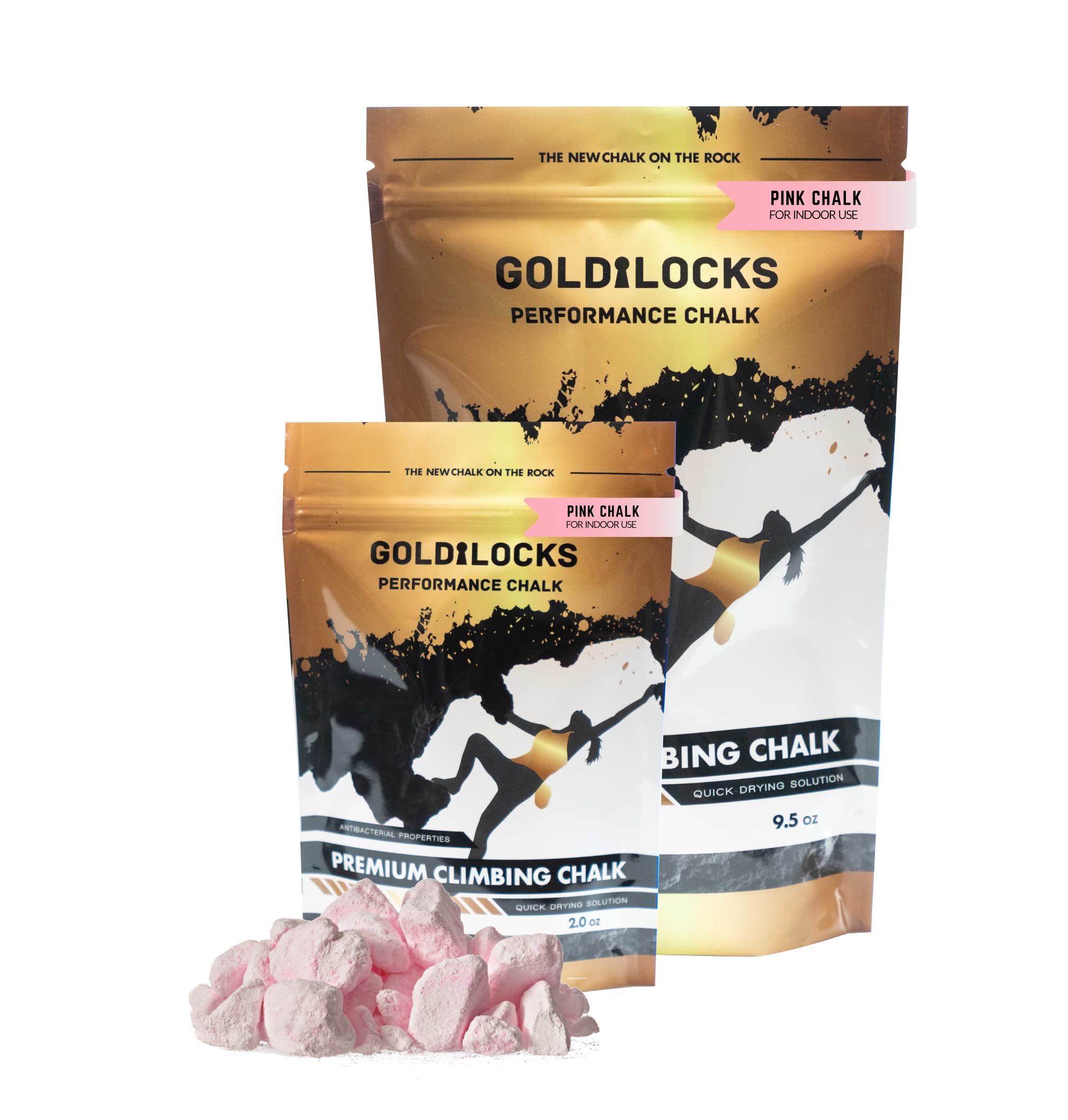 Goldilocks Premium Chunky Chalk for Rock Climbing, Crossfit, Weightlifting & Gymnastics - Non-Toxic White, Pink & Natural Stone Colors - Perfect for Gym, Home Workouts & Outdoor Sports