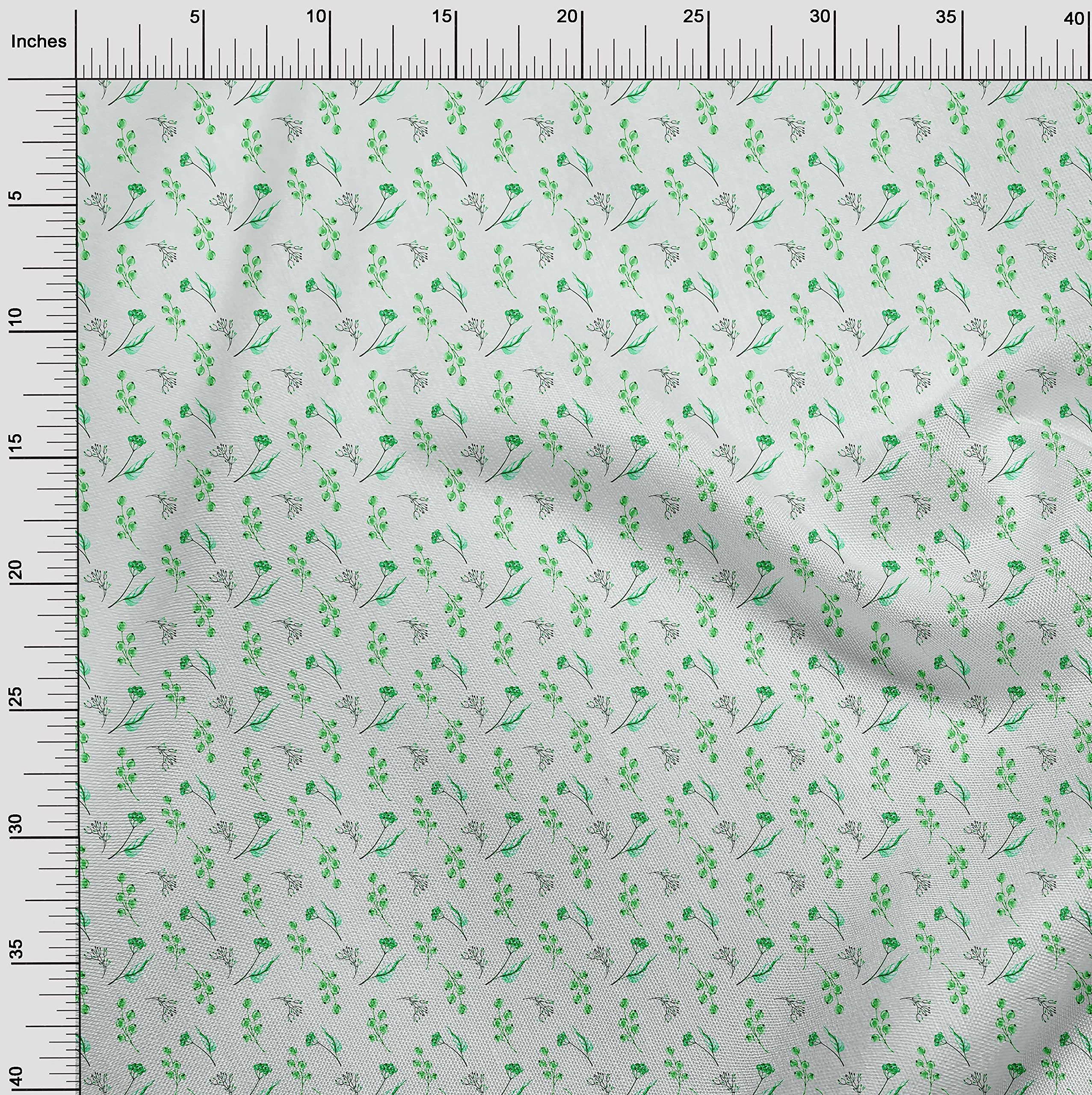 oneOone Viscose Chiffon Green Floral Printed Fabric - 42 Inch Wide for DIY Clothing, Dresses, Scarves & Home Decor Sewing Supplies | Soft Breathable Material by The Yard
