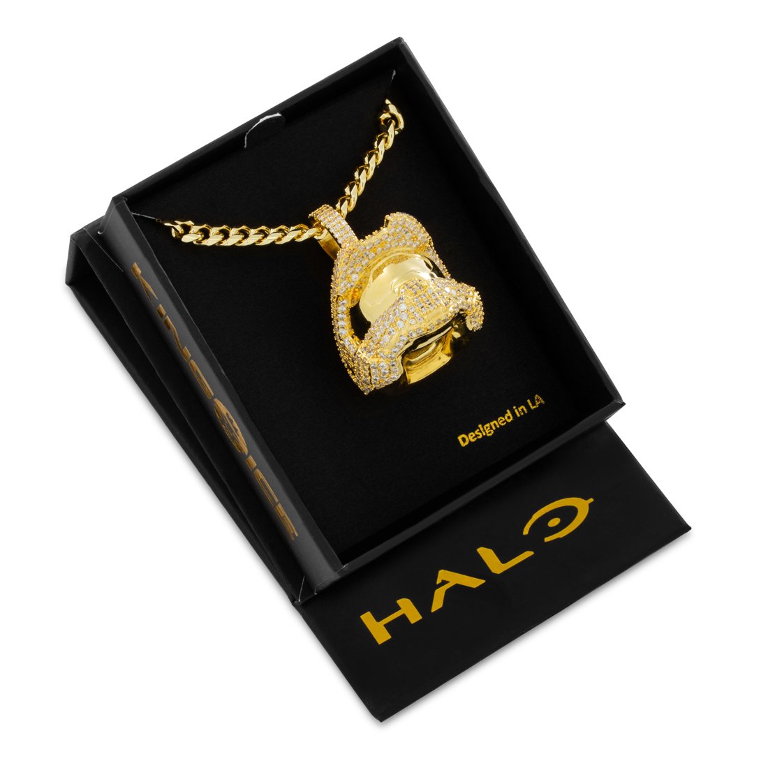 Halo x King Ice Master Chief Helmet Necklace - Premium Gaming Jewelry for Men & Women - Perfect for Cosplay, Gifts & Everyday Wear