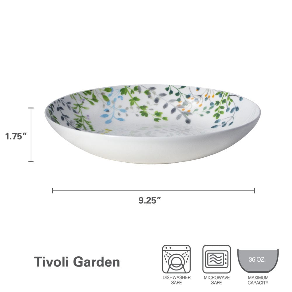 Tivoli Garden Pasta Bowls Set of 4 - Premium Ceramic Dinnerware for Italian Cuisine, Perfect for Pasta, Salad, Soup & Dessert Serving - Ideal for Home Dining, Restaurants & Gifts