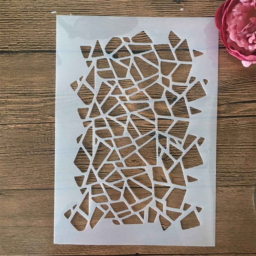 DIY Art Painting Stencils - A4 29cm Irregular Mosaic Printed Reusable Templates for Crafts, Wall Decor & Home Decoration | Perfect for Scrapbooking, Canvas Art & DIY Projects