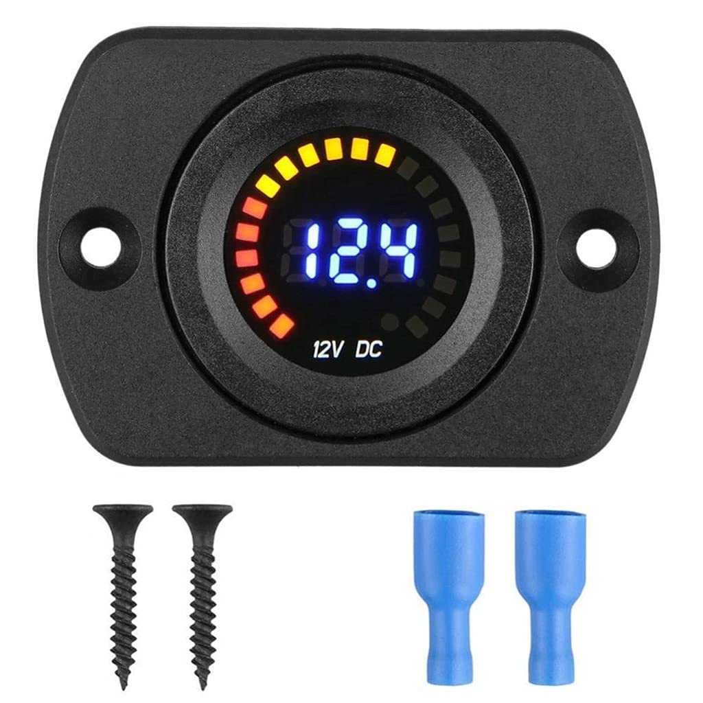 12V Car Battery Tester - Lead Acid/Lithium Battery Charge Level Indicator with LED Display & Dual Voltage Meter - Perfect for Automotive, Marine, RV, and Solar Power Systems
