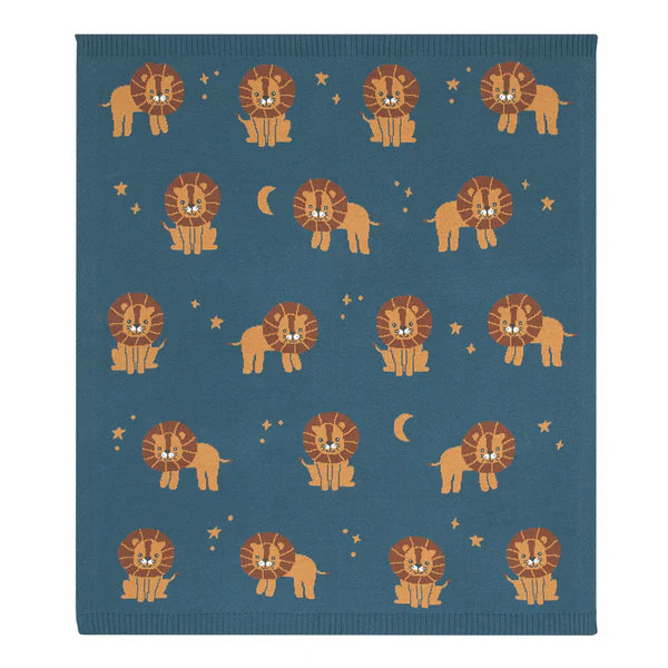 Soft Cotton Knit Baby Blanket with Cute Lion Design - Cozy & Breathable for Newborns, Infants & Toddlers - Perfect for Nursery, Stroller, Swaddling & Photo Shoots