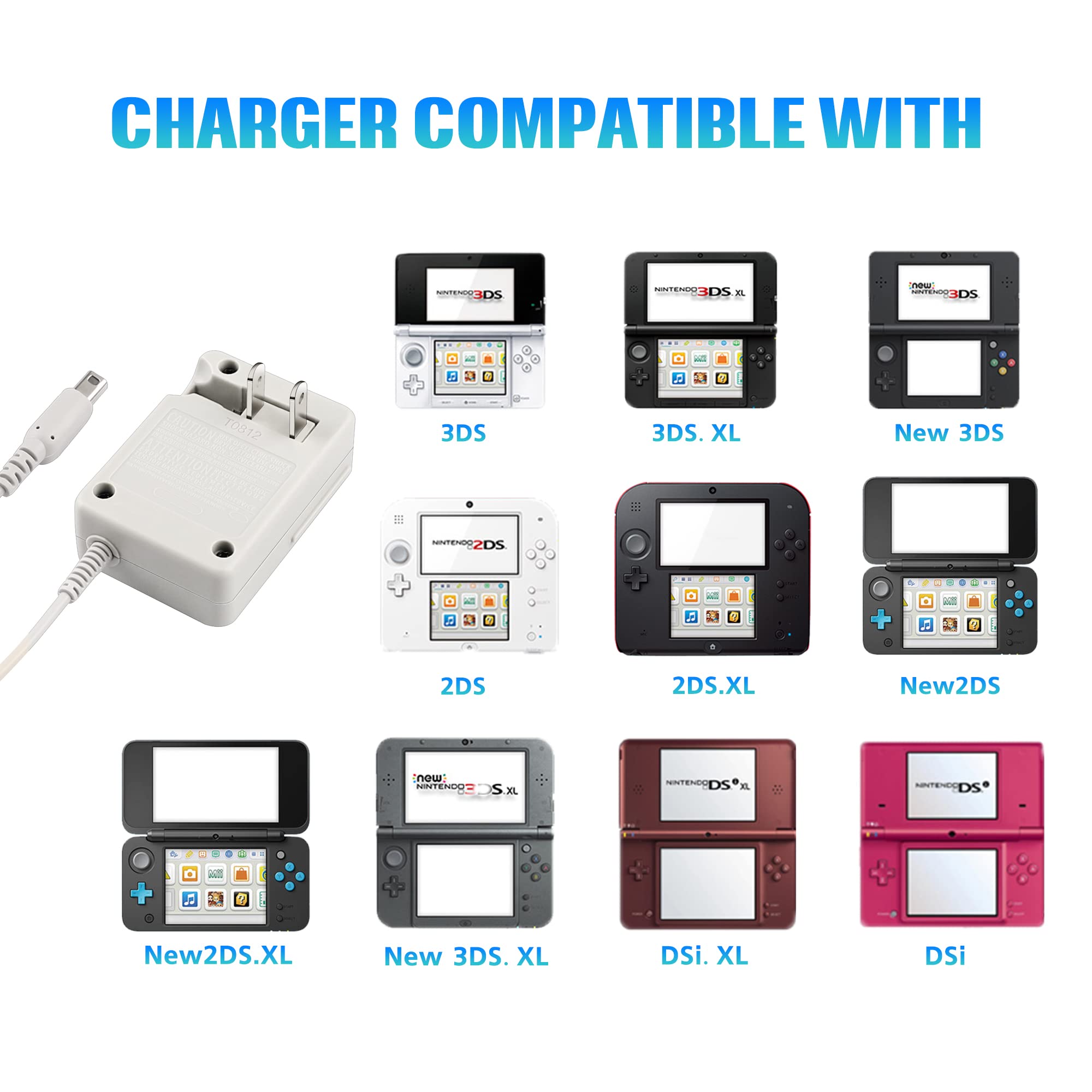 Nintendo 2DS Charger Kit - AC Power Adapter, Stylus Pen & Travel Wall Charger Cable (100-240V) - Perfect for Gaming at Home or On The Go