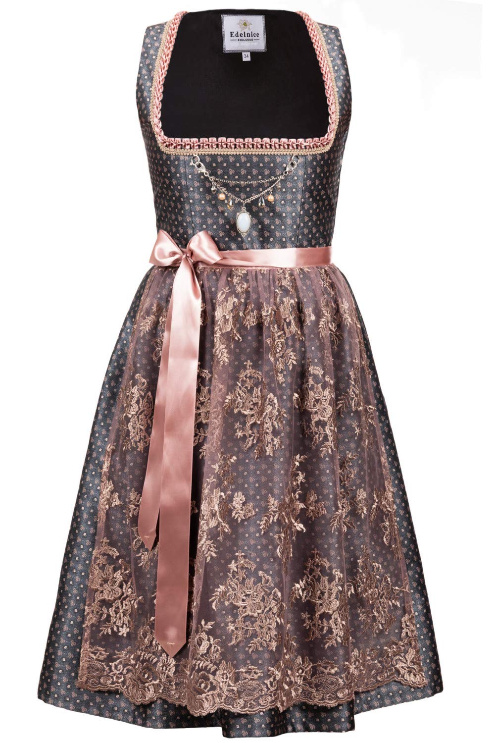 Bavarian Women's Designer Midi Dirndl Dress 2-Piece Set with Apron | Traditional German Costume | Sizes US2-US24 | Perfect for Oktoberfest, Cultural Events & Themed Parties