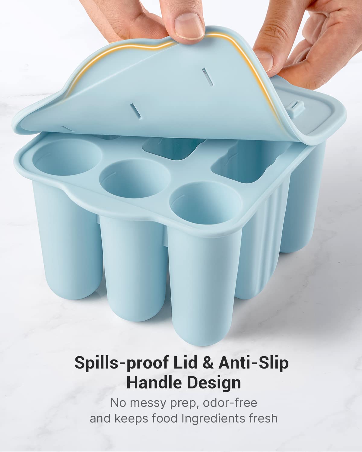 **9-Piece Silicone Popsicle Molds for Kids & Adults - BPA-Free, DIY Ice Pop Maker with Sticks & Storage Bags - Perfect for Summer Snacks, Parties & Healthy Homemade Treats (Blue)**