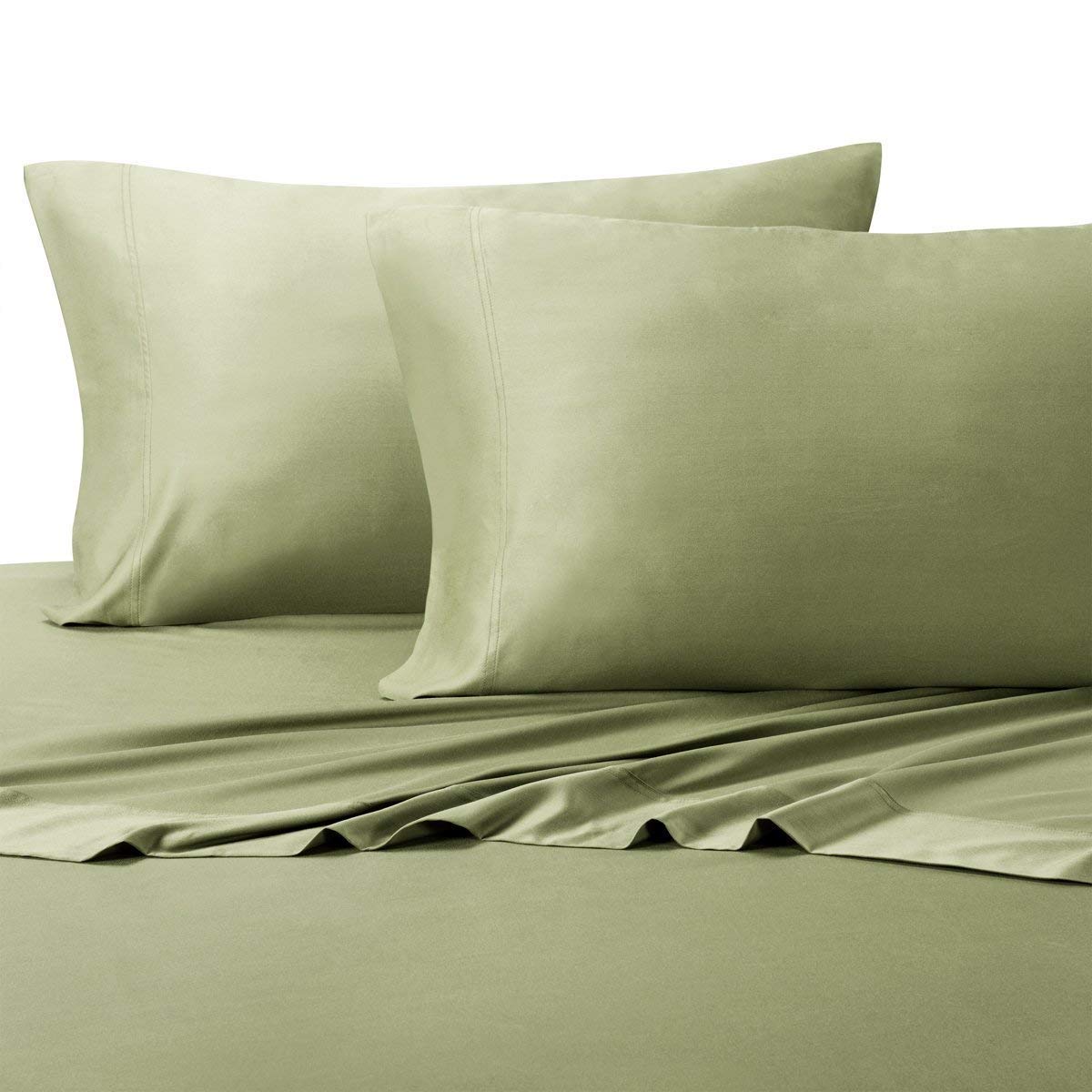 100% Bamboo Viscose Sheets - Silky Soft, Naturally Pure & Cooling Woven Fabric for Split-King Bed - 5PC Set in Sage Green | Perfect for Hot Sleepers & Eco-Friendly Bedroom Decor