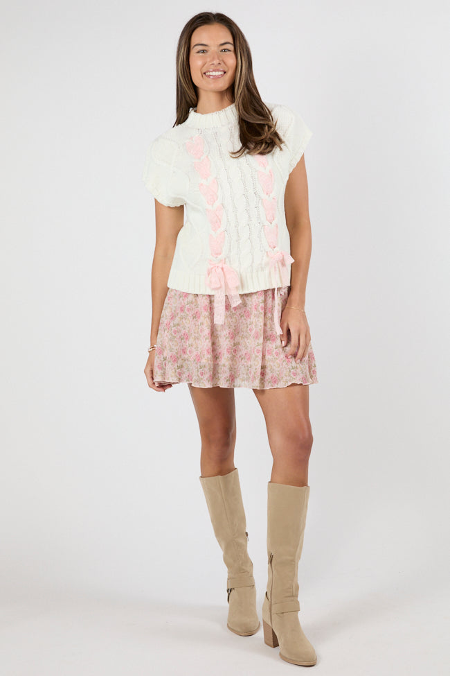 Brunch & Beyond Pink Multi-Pleated Belted Floral Skort - Women's High Waist Stretchy Skirt Shorts for Summer Outfits | Perfect for Brunch Dates, Garden Parties & Casual Wear