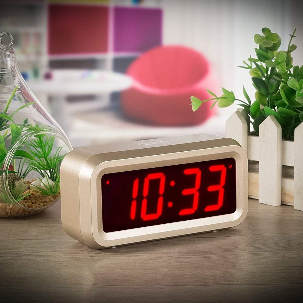Battery Operated LED Digital Alarm Clock for Bedrooms - 3-Level Brightness Adjustable, Snooze Function, 12/24H Display - Perfect for Desk, Bedside, Table & Travel Use