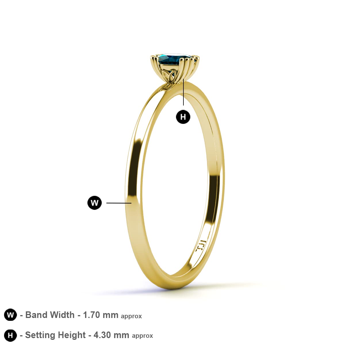 TriJewels 1/2 Carat Oval Cut London Blue Topaz Solitaire Engagement Ring for Women in 14K Gold - Perfect for Proposals, Anniversaries & Special Occasions