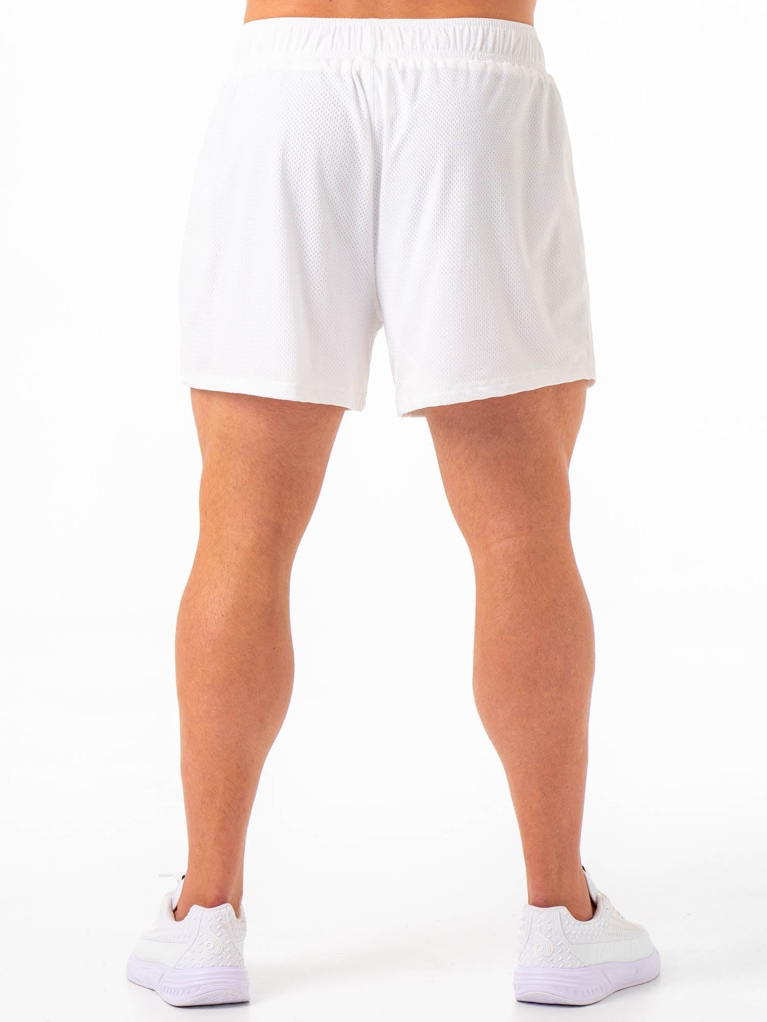 Men's White Collegiate Mesh Athletic Shorts - Comfortable & Breathable for Running, Gym, and Casual Wear