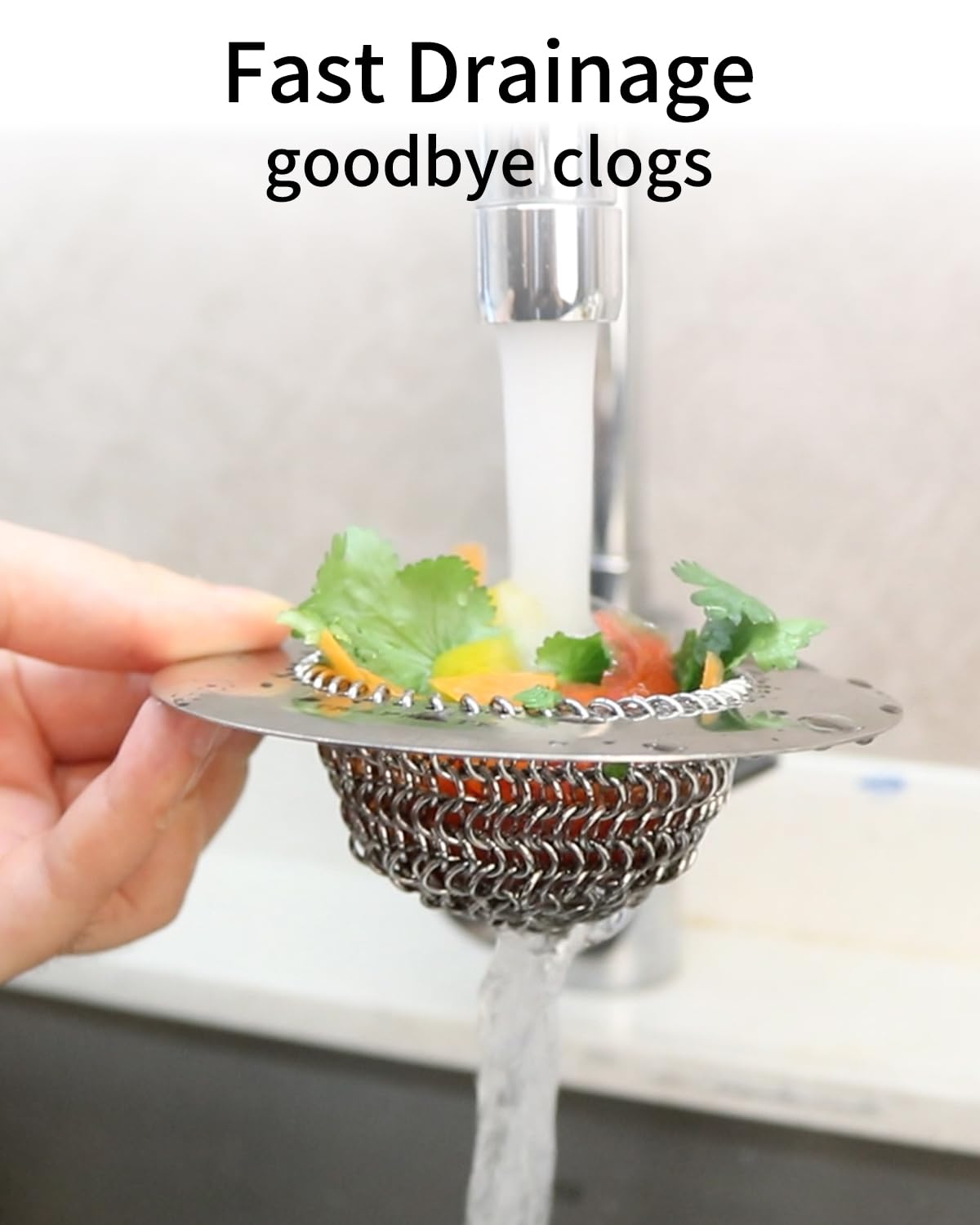 304 Stainless Steel Kitchen Sink Drain Strainer - Reversible & Easy Clean Sink Strainer Basket with Anti-Clogging Design for US Standard Kitchen Drains | Perfect for Food Prep, Dishwashing & Garbage Disposal