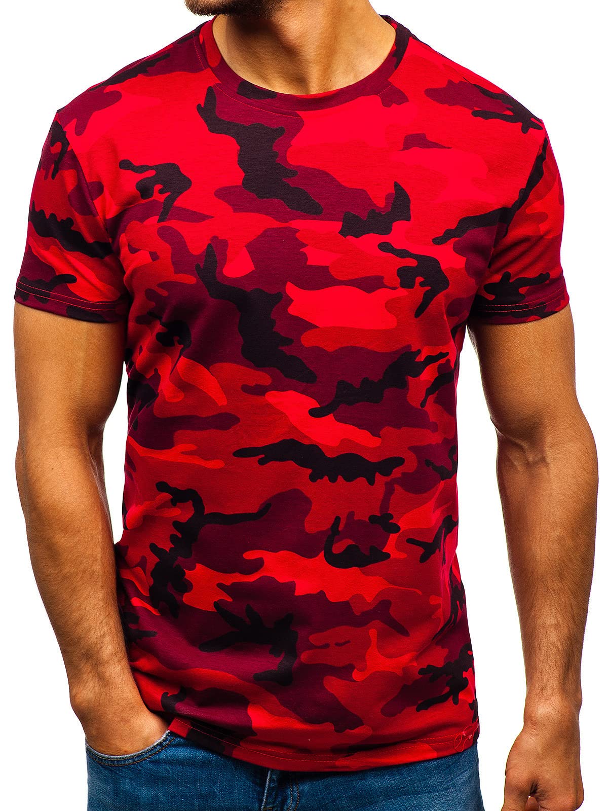 Men's Camouflage T-Shirt - Military Camo Short Sleeve Crewneck Vintage Tee for Sports & Fitness | Outdoor Hunting, Gym Workout & Casual Wear