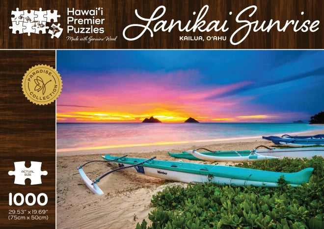 Lanikai Sunrise Wooden Jigsaw Puzzle - 500 Piece Hawaiian Beach Scenery Puzzle for Adults & Teens - Perfect for Relaxation, Stress Relief & Home Decor