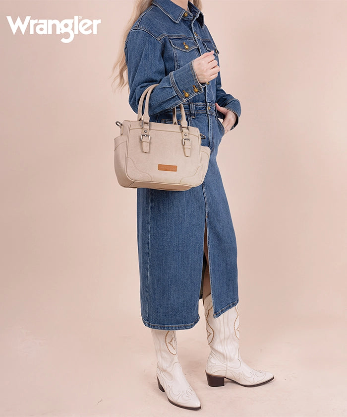 Wrangler Genuine Leather Buckle Tote Bag for Women - Stylish & Durable Handbag for Work, Travel & Everyday Use