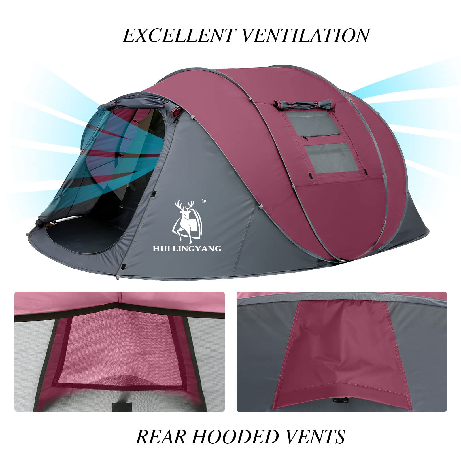 6-Person Instant Pop Up Tent - 12.5’x8.5’x53.5