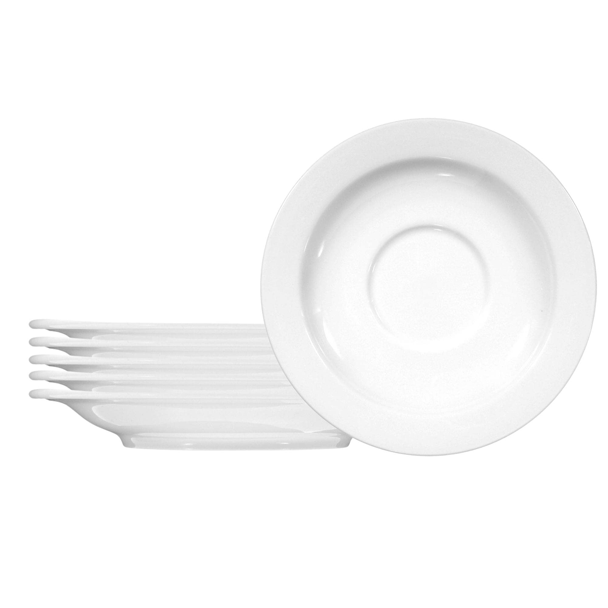 Premium White Porcelain Coffee & Tea Saucers - 6.4 Inch Commercial Dinnerware Set of 6 - Elegant Restaurant, Café & Home Use for Serving Desserts & Beverages