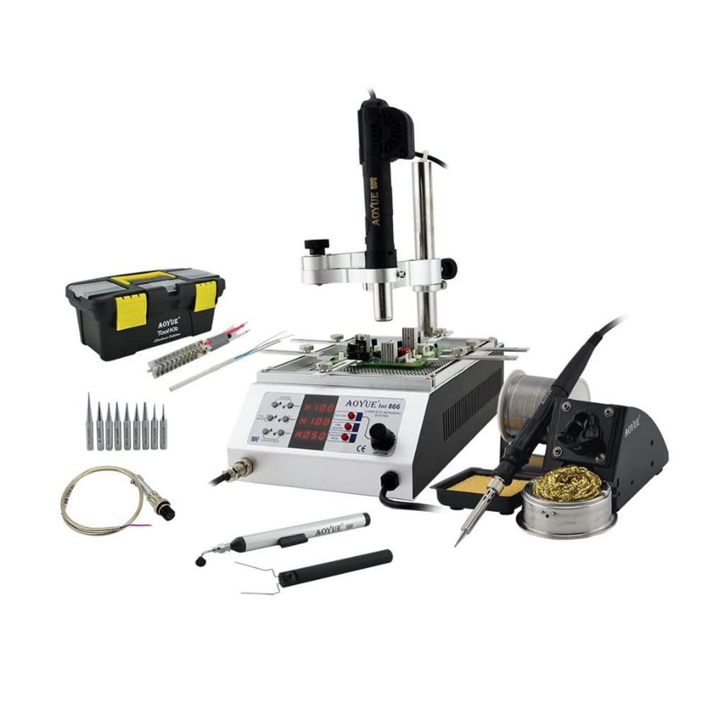 Aoyue 866 SMD Digital Hot Air Rework Station with Built-in Preheater - Professional Soldering & PCB Repair Tool for Electronics Repair, DIY Projects, and Circuit Board Maintenance