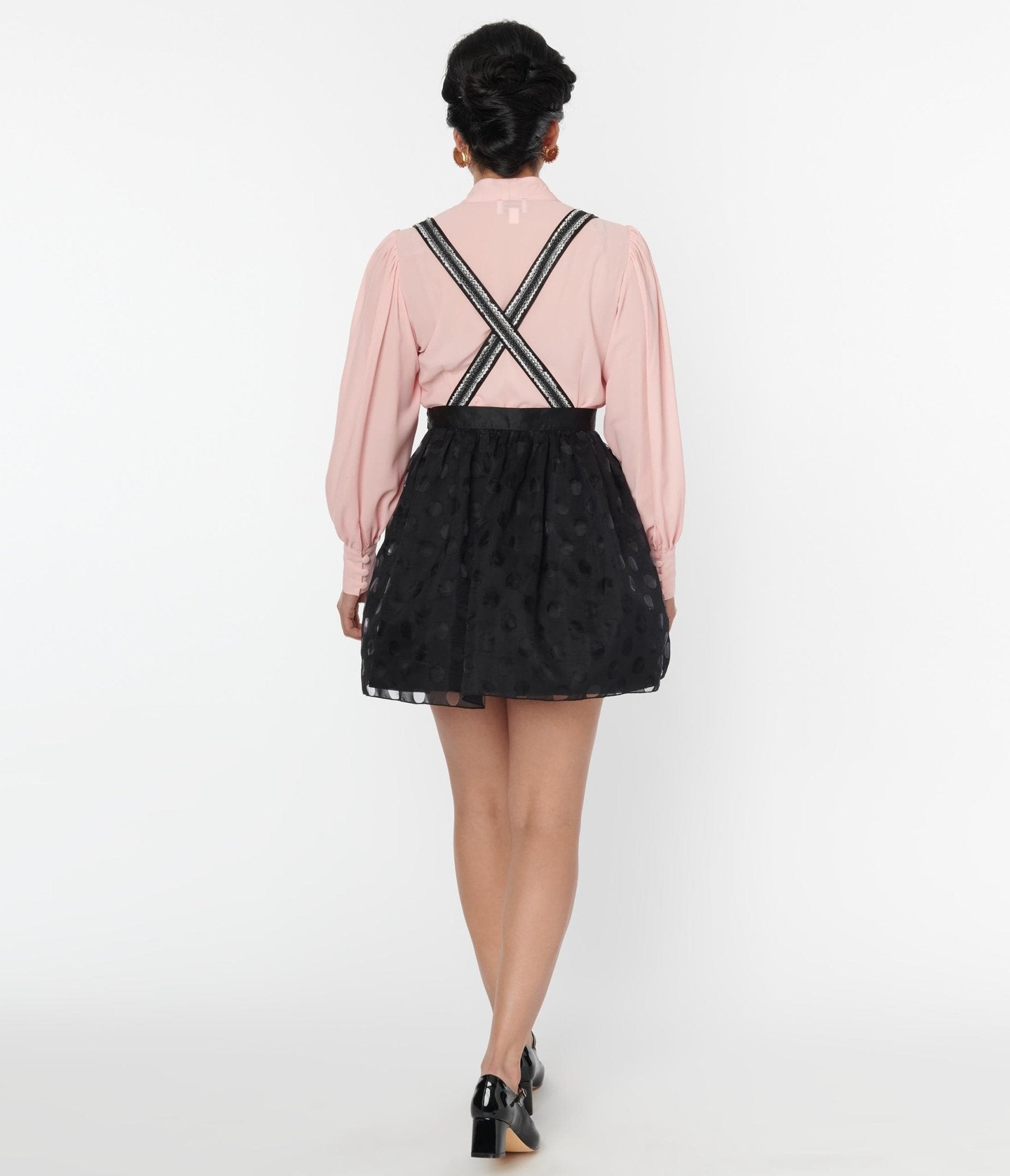 Vintage Black Polka Dot Tulle Suspender Mini Skirt - Retro Swing Skirt for Women, 1950s Pinup Style, Perfect for Halloween Costumes, Rockabilly Outfits & Vintage Fashion Parties