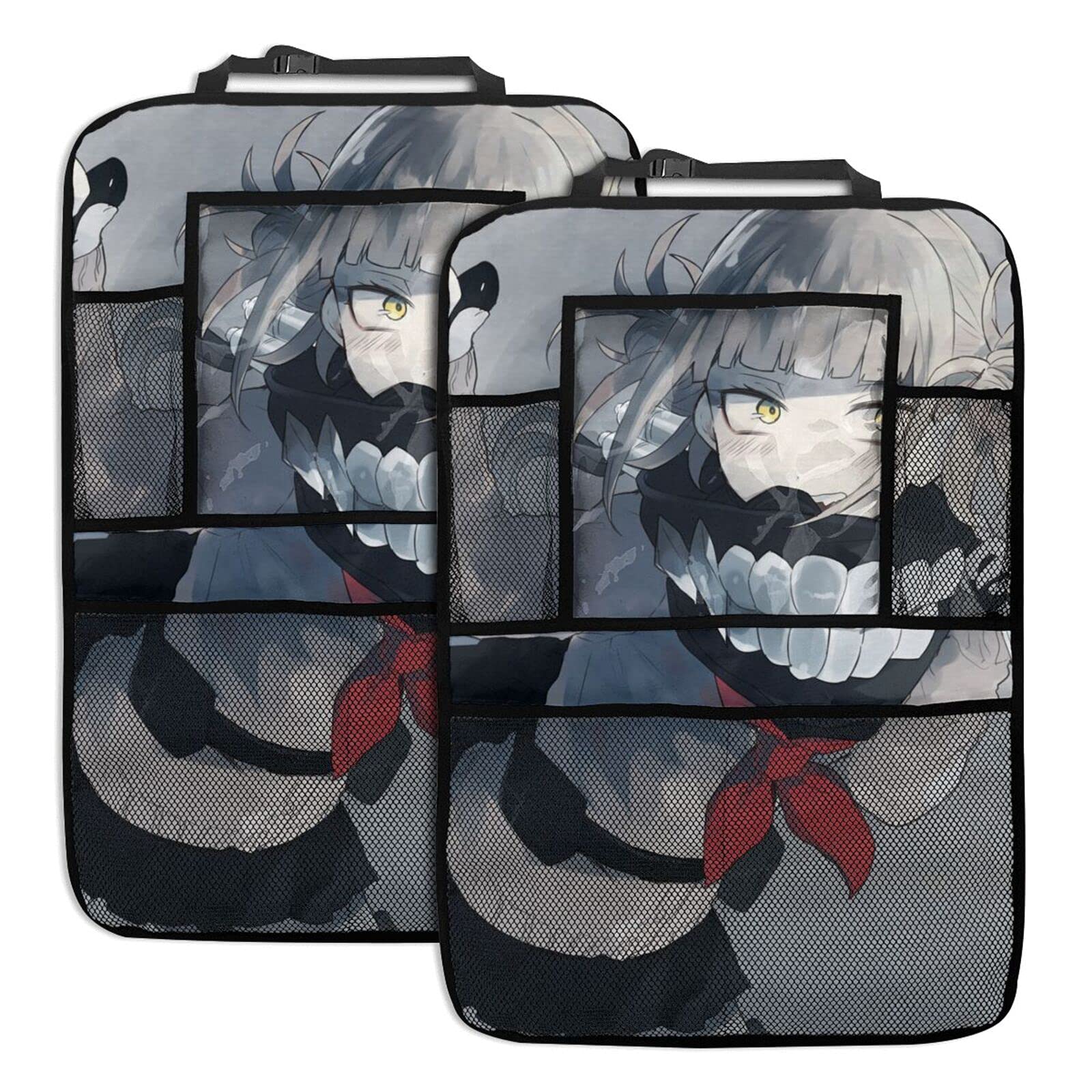 My Hero Anime Car Seat Organizer - 2 Pack Large Capacity Backseat Organizer with 4 Dividers | Easy Installation for Road Trips, Family Travel & Daily Commute
