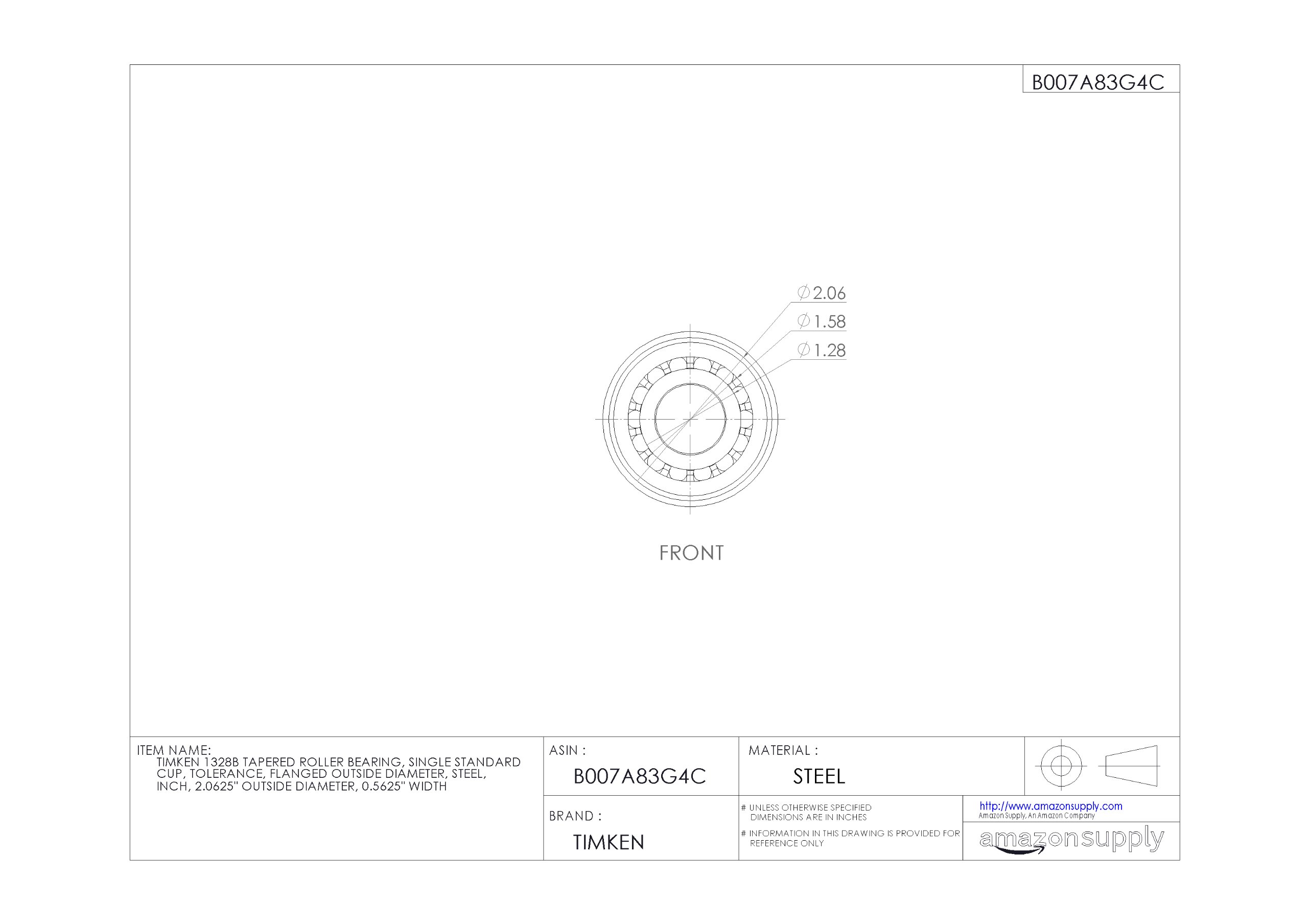 Timken 1328B Flanged Tapered Roller Bearing - 2.0625