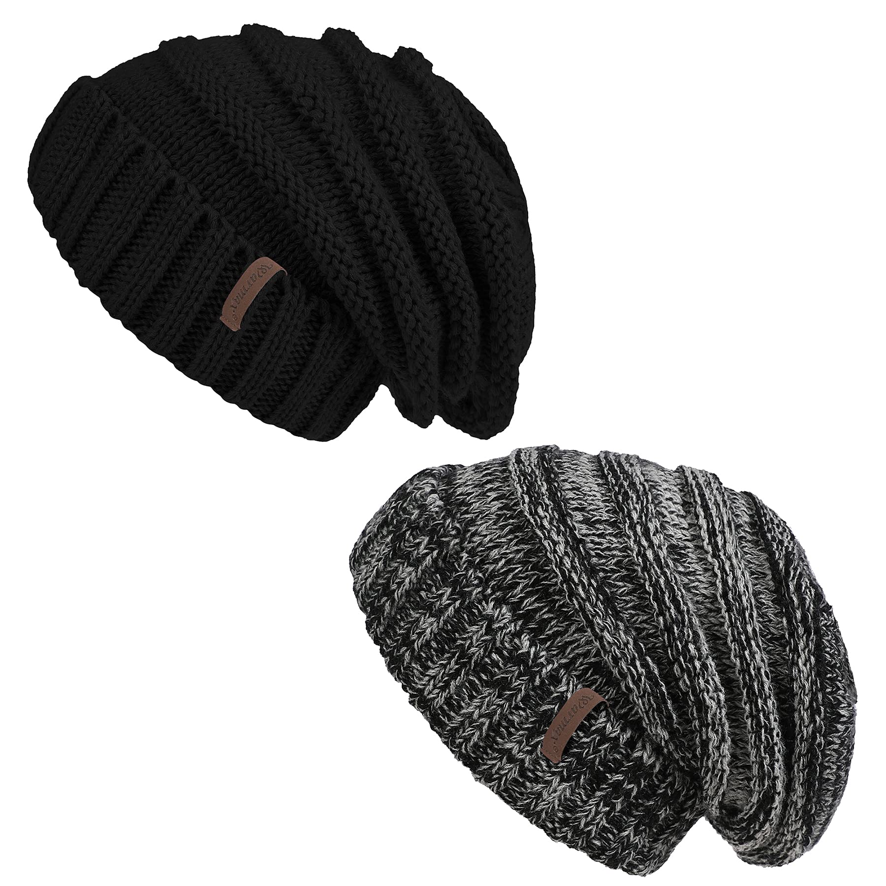 Zando Women's Winter Knit Beanie Hat - Soft Unisex Slouchy Skull Cap for Cold Weather | Warm Cuffed Hat for Fall & Winter Outdoor Activities
