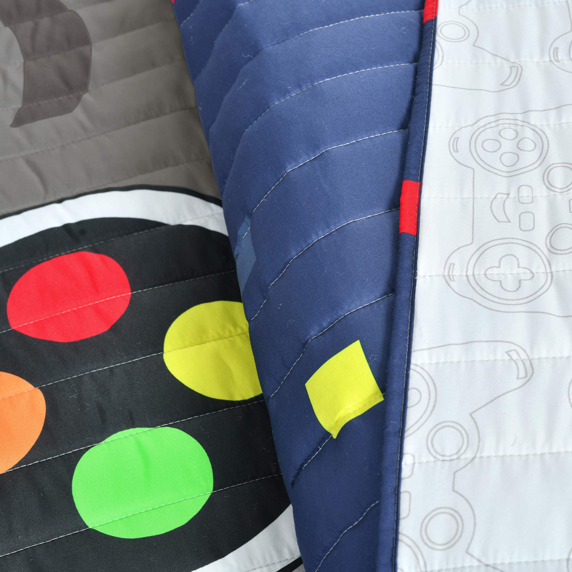Lush Decor Video Games 5-Piece Quilt Set, Full/Queen Size, Navy Blue - Perfect for Gamer Bedrooms & Cozy Living Spaces