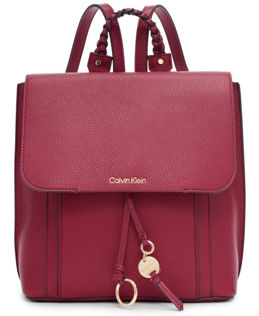Calvin Klein Shelly Flap Backpack for Women - Stylish & Functional Port Color Laptop Bag - Perfect for Work, Travel & College Campus