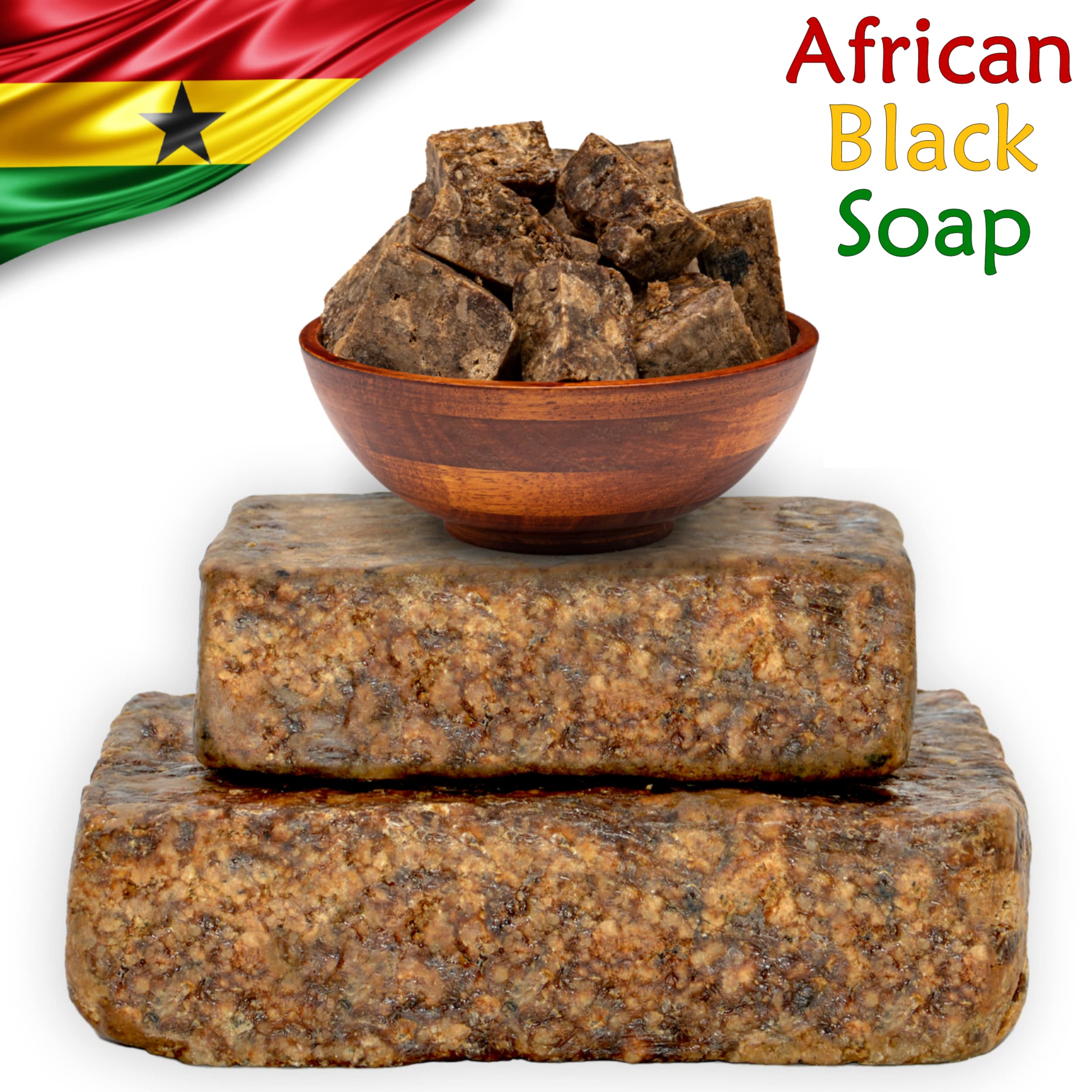 100% Pure Raw African Black Soap Bar 5 oz - Natural Ghanaian Shea Butter Soap for Acne, Eczema & Psoriasis Treatment | Fights Dry Skin, Scars & Dark Spots | Gentle Face & Body Wash for Pimples & Blackheads | Perfect for Sensitive Skin Care & Daily Cleansing Routine