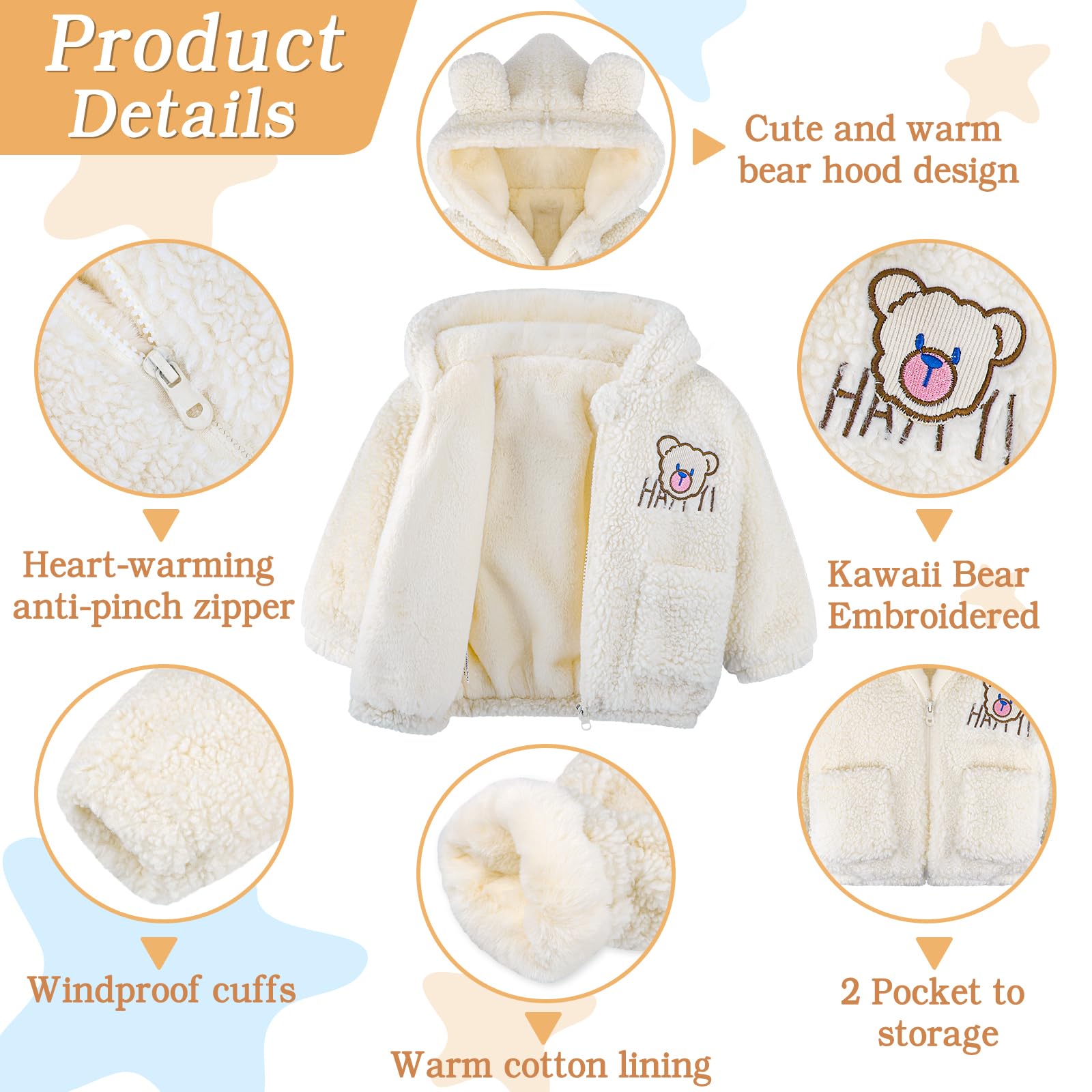 Warm Toddler Winter Fleece Jacket - Unisex Baby Boys & Girls Hooded Coat with Soft Sherpa Lining | Perfect for Snow Play, Outdoor Adventures & Cold Weather