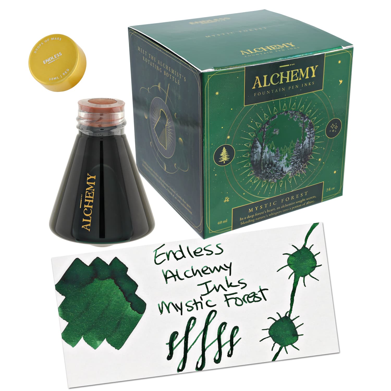 Endless Alchemy Mystic Forest Bottled Ink - 60ml for Calligraphy, Art & Writing | Premium Fountain Pen Ink for Artists & Writers