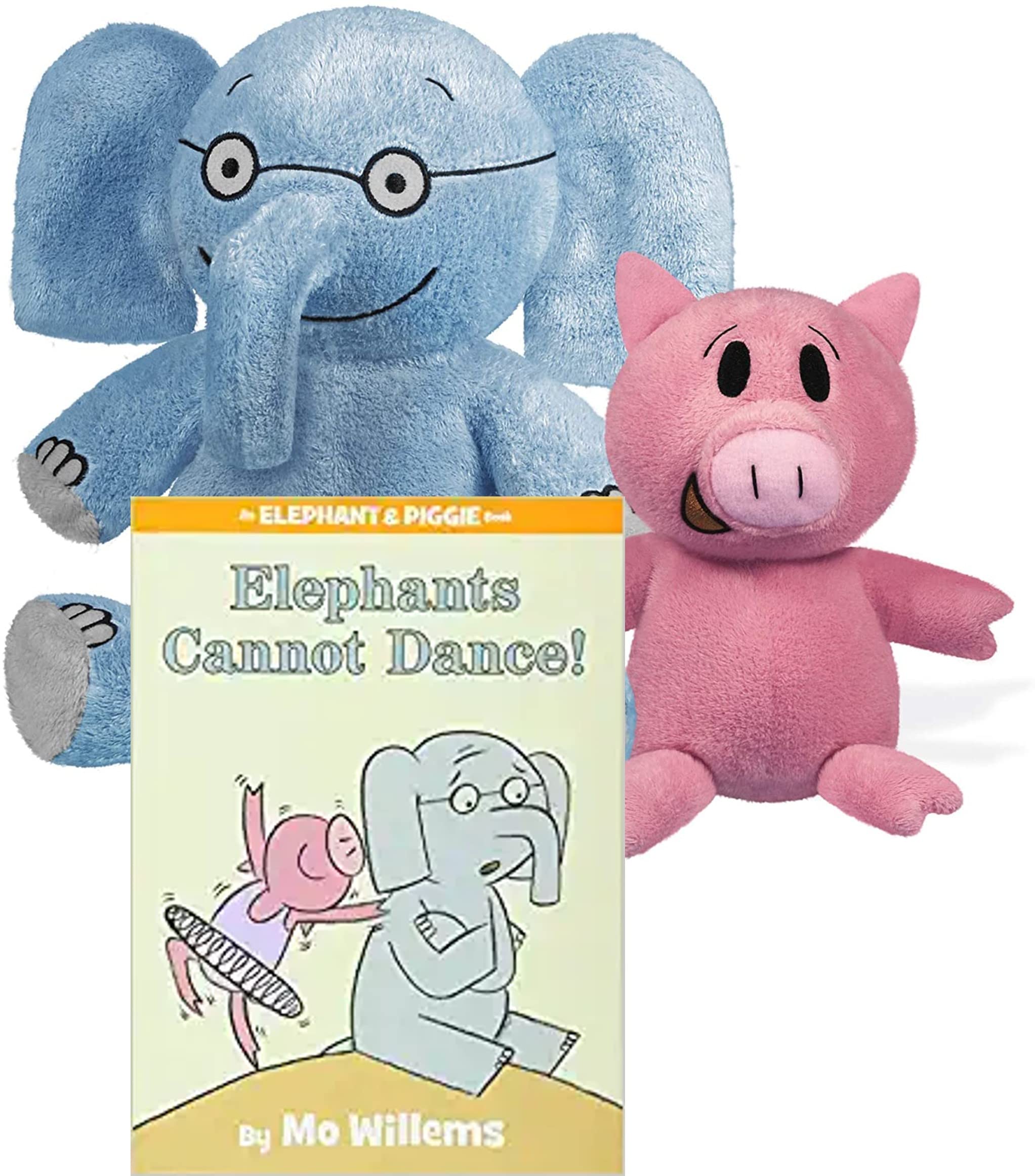 Elephant & Piggie Plush Toy Set with 'Elephants Cannot Dance' Book - Cute Stuffed Animals & Children's Storybook for Playtime, Bedtime Reading & Gift Giving