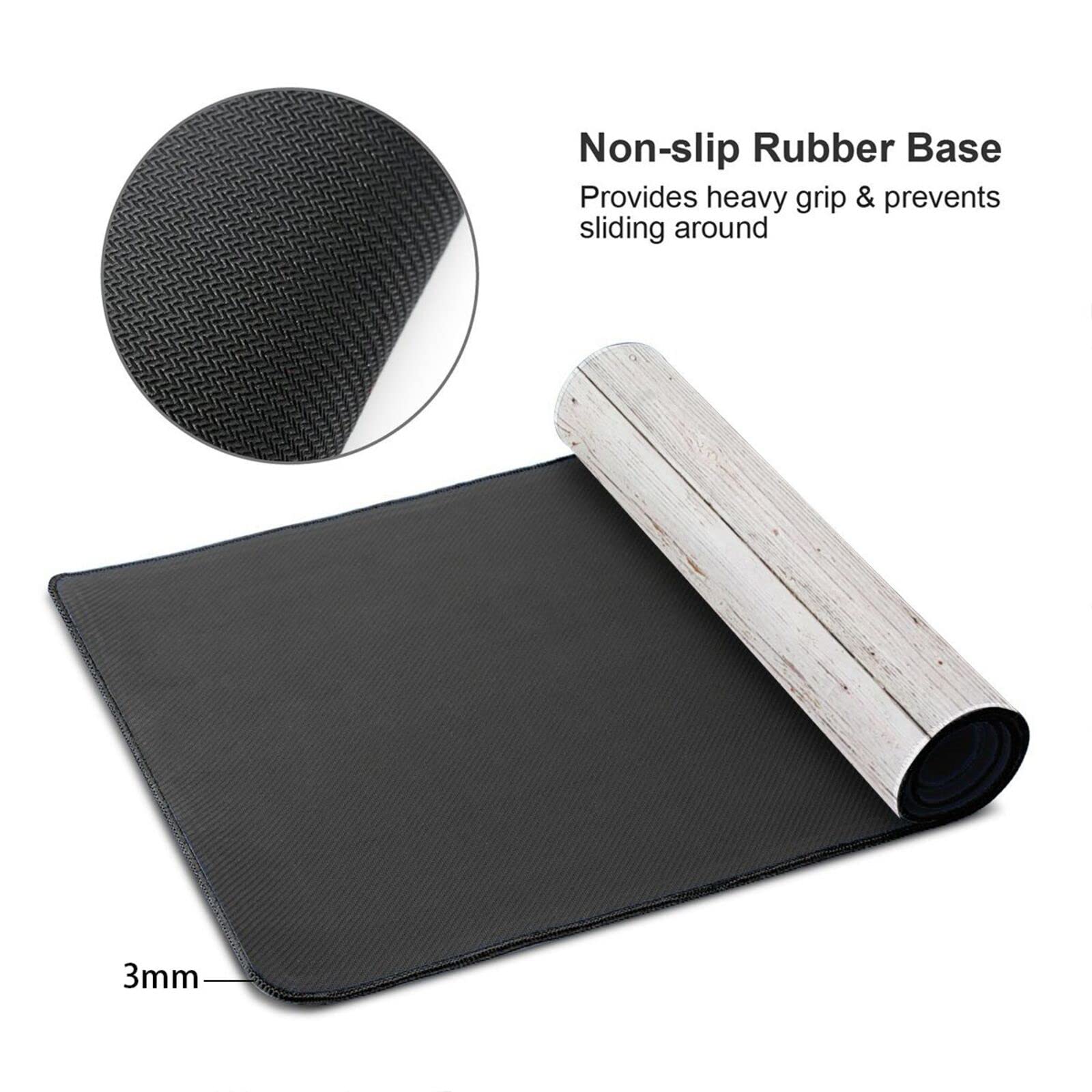 Premium White & Grey Wood Grain Desk Mat - 16