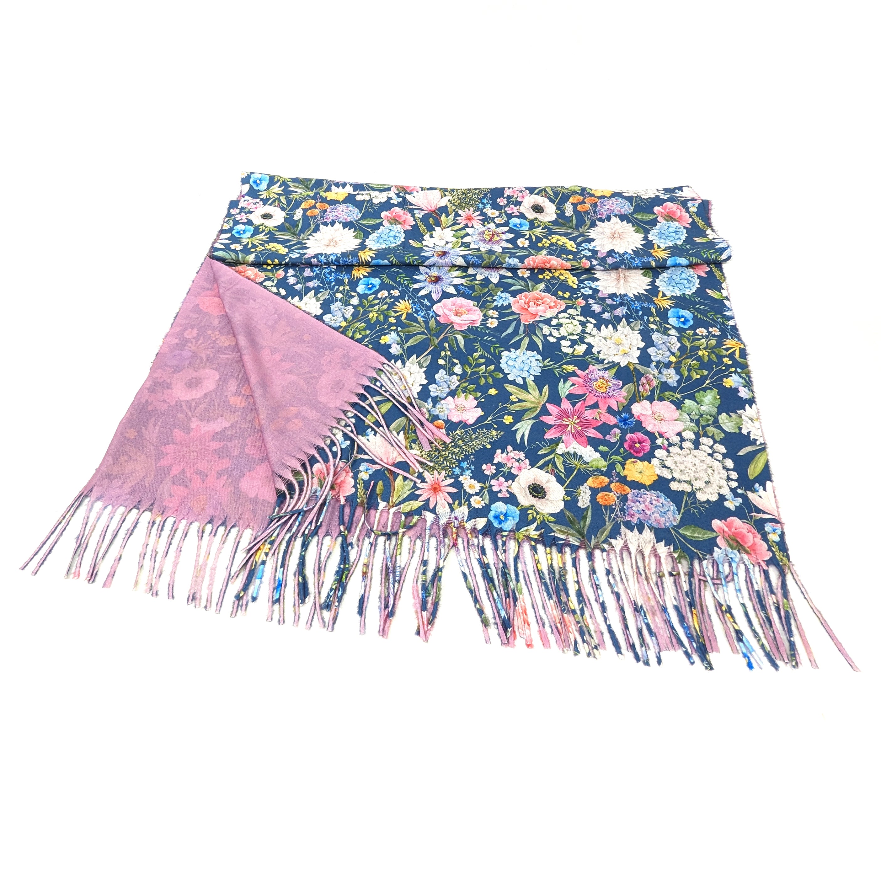 Navy Blue Pashmina Style Scarf for Women - Soft Lightweight Wrap Shawl (70x180cm) - Perfect for Spring Outfits, Office Wear & Evening Events