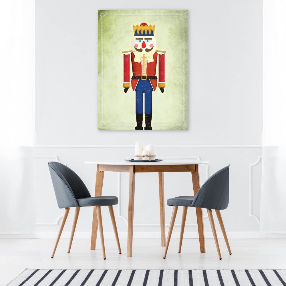 ARTLY Nutcracker Fine Art Canvas Wall Decor - 42x56 Inches - Ready to Hang Painting for Living Room, Bedroom, Office & More - Perfect Christmas Holiday Home Decor Gift