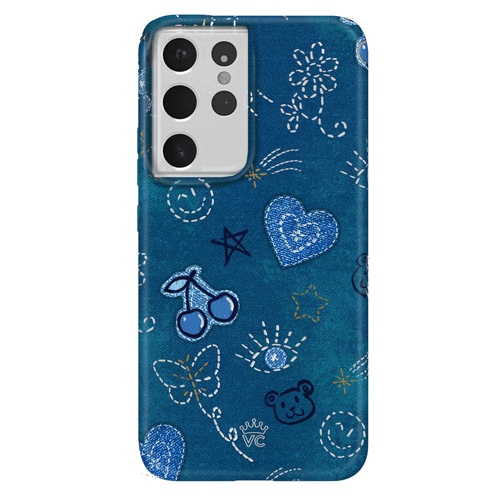 Samsung Phone Case for Galaxy S21/S20/Note 20 - Stylish Blue Denim Design with Shockproof Protection | Perfect for Everyday Use, Travel & Outdoor Activities