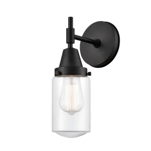 Innovations 447-1W-BK-G312 Black Transitional One Light Wall Sconce - Perfect for Bedroom, Hallway & Living Room Lighting
